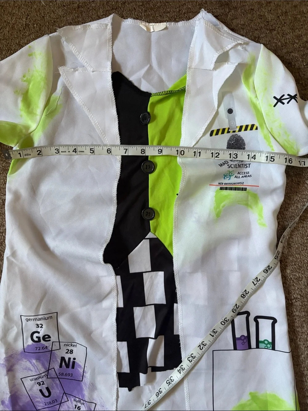Kids White & Green Mad Scientist Costume Lab Coat